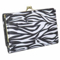 Japan Sanrio Clasp Trifold Wallet - Hello Kitty : Black White Zebra - 2