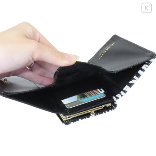Japan Sanrio Clasp Trifold Wallet - Hello Kitty : Black White Zebra - 4