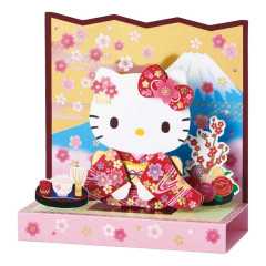 Japan Sanrio 3D Greeting Card - Hello Kitty : Sakura Cherry Blossom Mt. Fuji Kimono Japanese Folding Screen