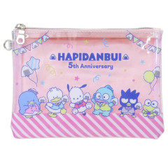 Japan Sanrio Fluffy Cosmetic Pouch - Hapidanbui Boys 5th Anniversary : Rice Ball