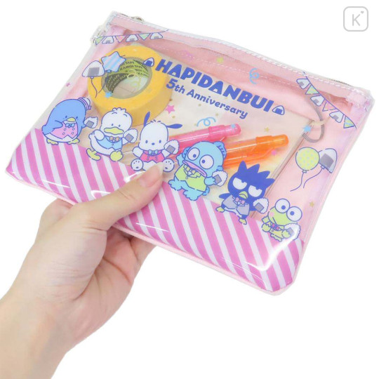 Japan Sanrio Fluffy Cosmetic Pouch - Hapidanbui Boys 5th Anniversary : Rice Ball - 3