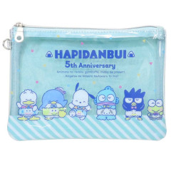 Japan Sanrio Fluffy Cosmetic Pouch - Hapidanbui Boys 5th Anniversary : Happy