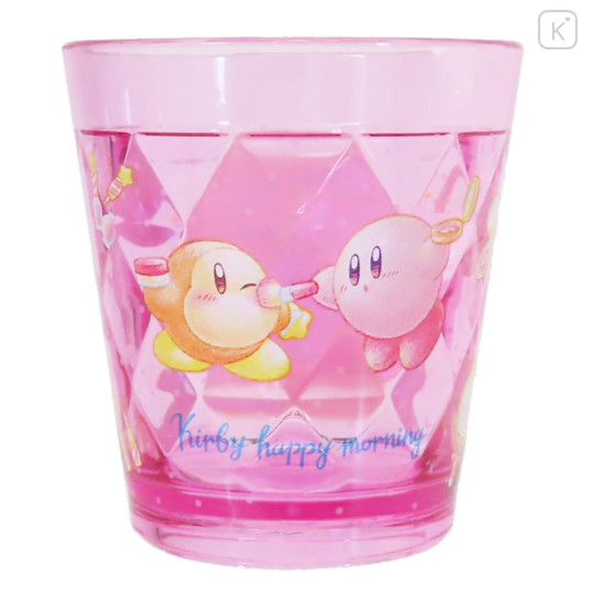 Japan Kirby Clear Plastic Tumbler - Kirby & Waddle Dee : Happy Morning Pink - 1