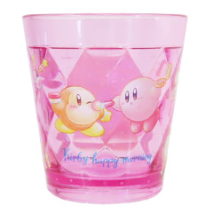 Japan Kirby Clear Plastic Tumbler - Kirby & Waddle Dee : Happy Morning Pink