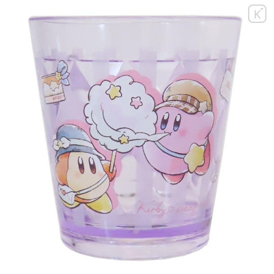 Japan Kirby Clear Plastic Tumbler - Kirby & Waddle Dee : Sunny Day Purple - 1