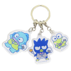 Japan Sanrio Acrylic Keychain 3 Charm - Badtz-maru & Hangyodon & Keroppi : Hapidanbui Boys Rice Ball