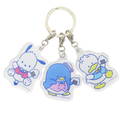 Japan Sanrio Acrylic Keychain 3 Charm - Pekkle & Pochacco & Tuxedosam : Hapidanbui Boys Rice Ball