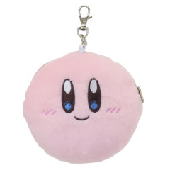 Japan Kirby Plush Pass Case Pouch with Reel - Kirby : Face Smile