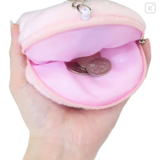 Japan Kirby Plush Pass Case Pouch with Reel - Kirby : Face Smile - 3