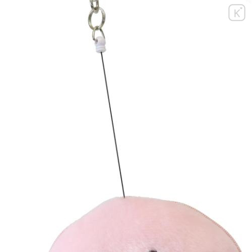 Japan Kirby Plush Pass Case Pouch with Reel - Kirby : Face Smile - 4