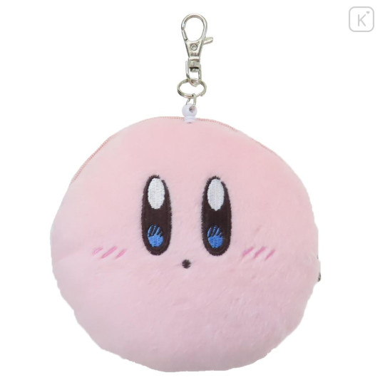Japan Kirby Plush Pass Case Pouch with Reel - Kirby : Face - 1