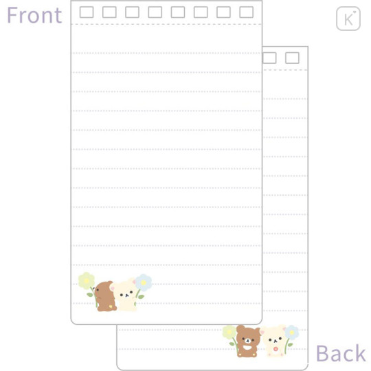 Japan San-X Long SP Memo - Chairoikoguma & Korilakkuma : Basic Rilakkuma Flower - 2