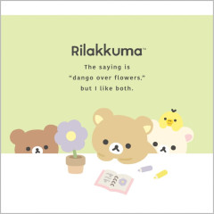 Japan San-X Square Memo Pad - Rilakkuma : Basic Rilakkuma Flower Green