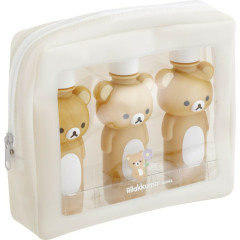 Japan San-X Pump & Spray Bottle & Pouch Set - Rilakkuma : Basic Rilakkuma Flower