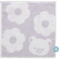 Japan San-X Mini Towel Jacquard Handkerchief - Rilakkuma : Basic Rilakkuma Flower Purple - 1