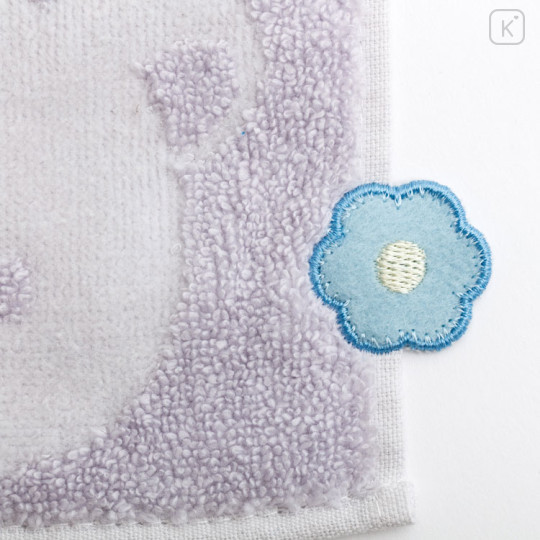 Japan San-X Mini Towel Jacquard Handkerchief - Rilakkuma : Basic Rilakkuma Flower Purple - 2