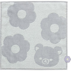Japan San-X Mini Towel Jacquard Handkerchief - Rilakkuma : Basic Rilakkuma Flower Grey