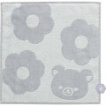 Japan San-X Mini Towel Jacquard Handkerchief - Rilakkuma : Basic Rilakkuma Flower Grey - 1