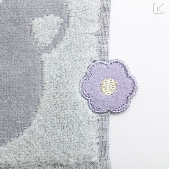 Japan San-X Mini Towel Jacquard Handkerchief - Rilakkuma : Basic Rilakkuma Flower Grey - 2