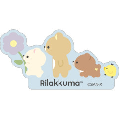 Japan San-X Vinyl Sticker - Rilakkuma : Basic Rilakkuma Flower Blue