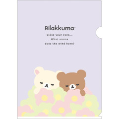 Japan San-X A4 Clear File Folder - Chairoikoguma & Korilakkuma : Basic Rilakkuma Flower