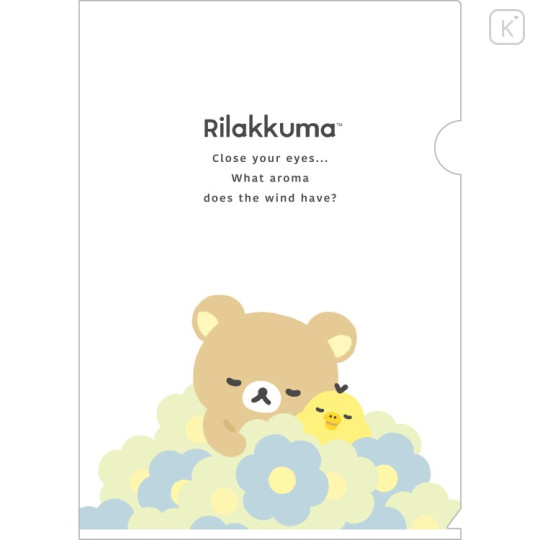 Japan San-X A4 Clear File Folder - Kiiroitori & Rilakkuma : Basic Rilakkuma Flower - 1