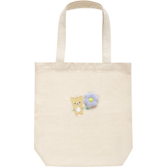 Japan San-X Embroidered Tote Bag - Rilakkuma : Basic Rilakkuma Flower