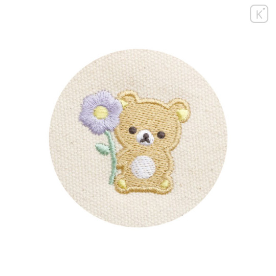 Japan San-X Embroidery Pen Pouch Pencil Case - Rilakkuma : Basic Rilakkuma Flower - 2