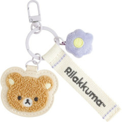 Japan San-X Embroidery Patch Keychain - Rilakkuma : Basic Rilakkuma Flower