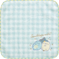 Japan San-X Embroidered Mini Towel - Sumikko Gurashi : Dreaming Idol Tokage & Neko Blue