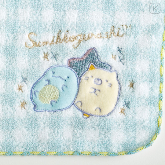 Japan San-X Embroidered Mini Towel - Sumikko Gurashi : Dreaming Idol Tokage & Neko Blue - 2