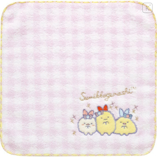Japan San-X Embroidered Mini Towel - Sumikko Gurashi : Dreaming Idol Ebiten Ebifurai no Shippo Fried Shrimp Tail - 1
