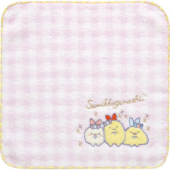 Japan San-X Embroidered Mini Towel - Sumikko Gurashi : Dreaming Idol Ebiten Ebifurai no Shippo Fried Shrimp Tail