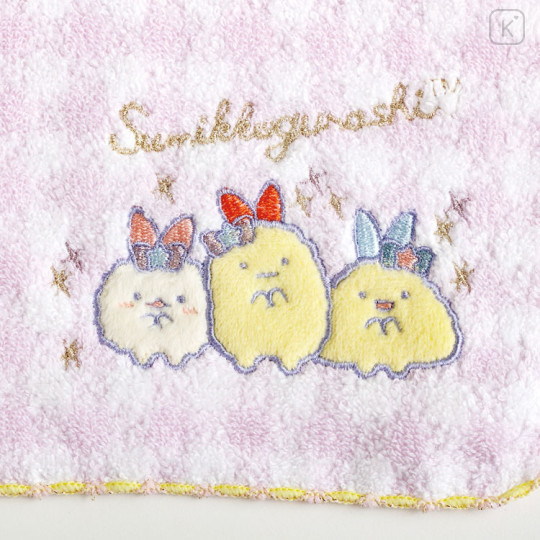 Japan San-X Embroidered Mini Towel - Sumikko Gurashi : Dreaming Idol Ebiten Ebifurai no Shippo Fried Shrimp Tail - 2