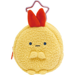 Japan San-X Mini Plush Pouch with Carabiner - Sumikko Gurashi : Dreaming Idol Ebifurai no Shippo Fried Shrimp Tail