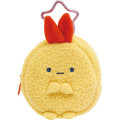 Japan San-X Mini Plush Pouch with Carabiner - Sumikko Gurashi : Dreaming Idol Ebifurai no Shippo Fried Shrimp Tail - 1