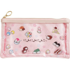 Japan San-X Clear Flat Pouch Pencil Case - Nyan Nyan Nyanko : All Over Pattern
