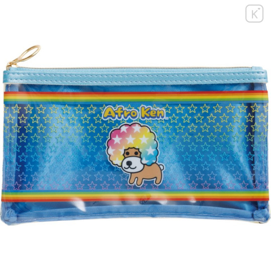 Japan San-X Clear Flat Pouch Pencil Case - Afro Ken : All Over Pattern - 1