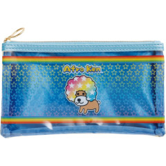 Japan San-X Clear Flat Pouch Pencil Case - Afro Ken : All Over Pattern