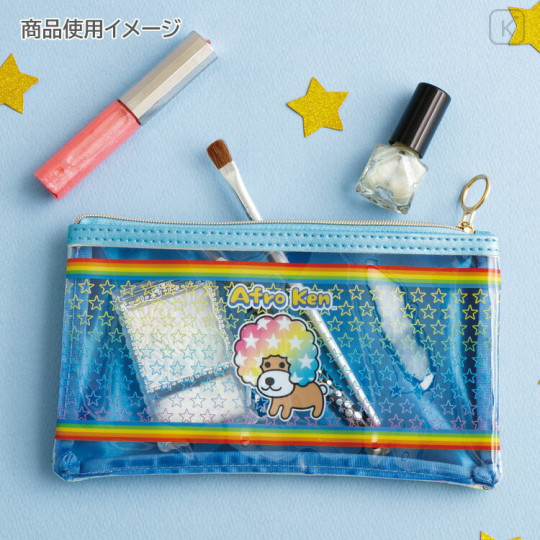 Japan San-X Clear Flat Pouch Pencil Case - Afro Ken : All Over Pattern - 3