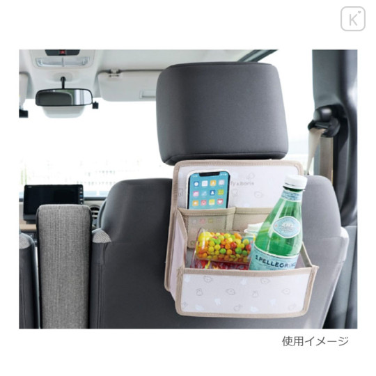 Japan Miffy Car Headrest Backseat Organizer Multi Pocket - Boris & Miffy : Cappuccino Brown - 2