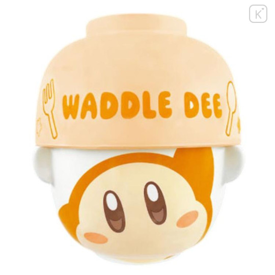 Japan Kirby Ceramic Tea Bowl & Melamine Soup Bowl Set - Waddle Dee : Smile - 1