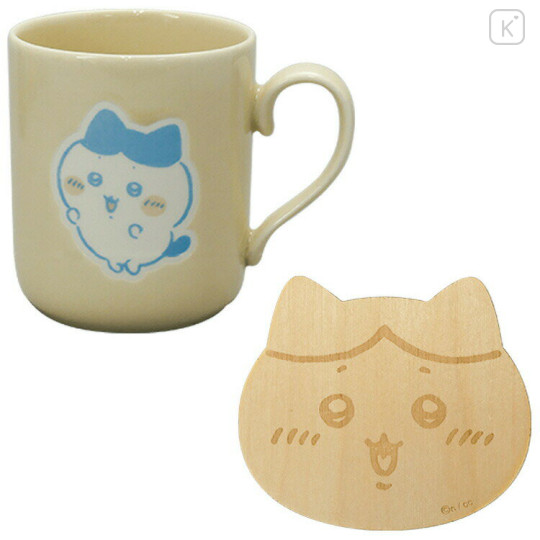 Japan Chiikawa Porcelain Mug with Coaster Set - Hachiware : Light Yellow - 1