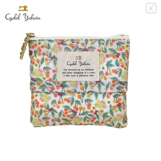 Japan Sanrio Liberty Fabrics Tissue Pouch - Hello Kitty : Cherries and Bows Yellow - 1