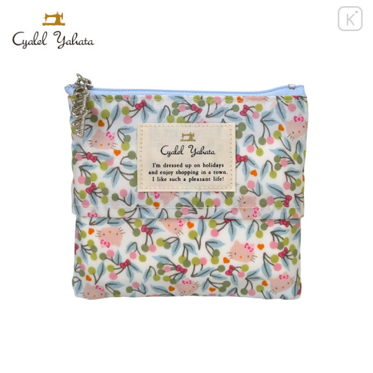 Japan Sanrio Liberty Fabrics Tissue Pouch - Hello Kitty : Cherries and Bows Light Blue - 1