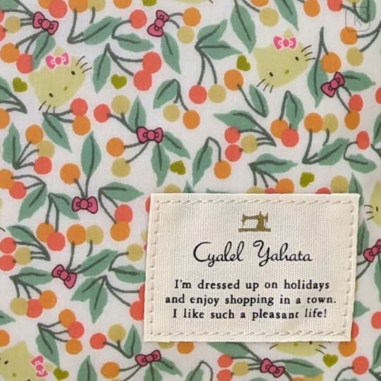 Japan Sanrio Liberty Fabrics Flat Pouch - Hello Kitty : Cherries and Bows Yellow - 2