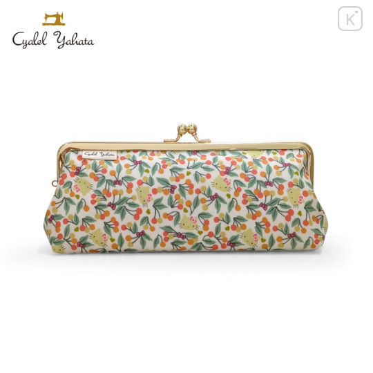 Japan Sanrio Liberty Fabrics Pen Case - Hello Kitty : Cherries and Bows Yellow - 1