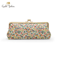 Japan Sanrio Liberty Fabrics Pen Case - Hello Kitty : Cherries and Bows Yellow