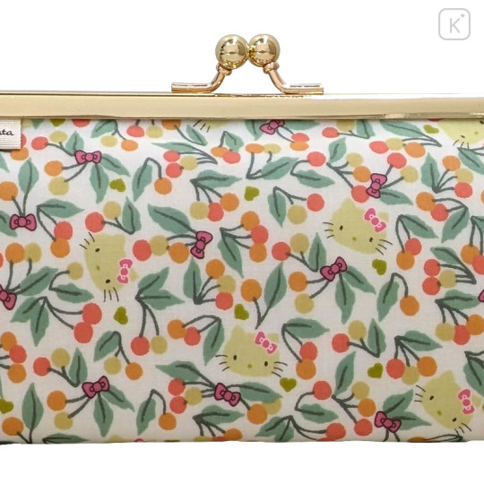 Japan Sanrio Liberty Fabrics Pen Case - Hello Kitty : Cherries and Bows Yellow - 2