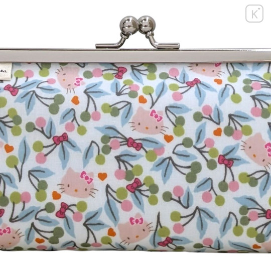 Japan Sanrio Liberty Fabrics Pen Case - Hello Kitty : Cherries and Bows Blue - 2